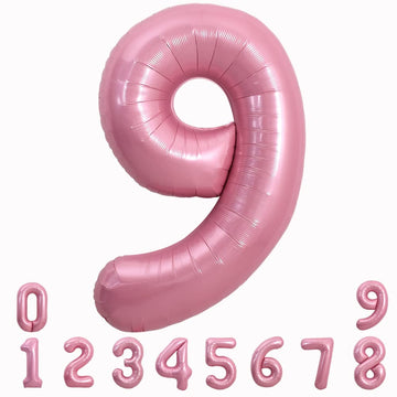 Toniful 40 Inch Light Pink Large Macaron Numbers Balloons 0-9, Number 9 Digit 9 Helium Balloons, Foil Mylar Big Number Pastel Ba