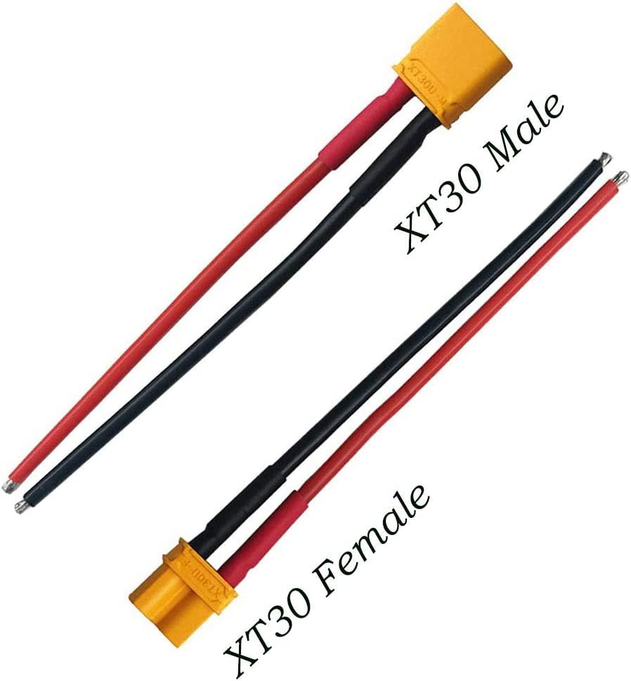 5Pairs XT30 Plug Male Female Connector with 100mm 16AWG Silicone Wire for RC LiPo Battery FPV Drone