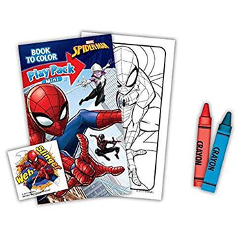 Spiderman Birthday Party Favors for Kids Boys - Bundle of 24 Spider-Man Activity Packs with Mini Coloring Book, Crayons, Loot Ba