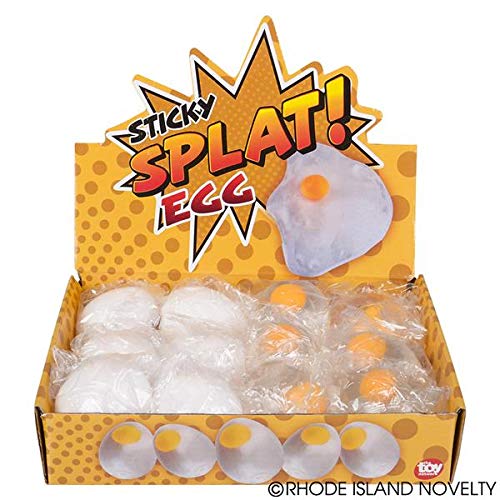 The Dreidel Company Easter Sticky Egg Splat, Gooey, Flexible, and Durable Squishy Toys (Clear & White Variety, 12-Pack)