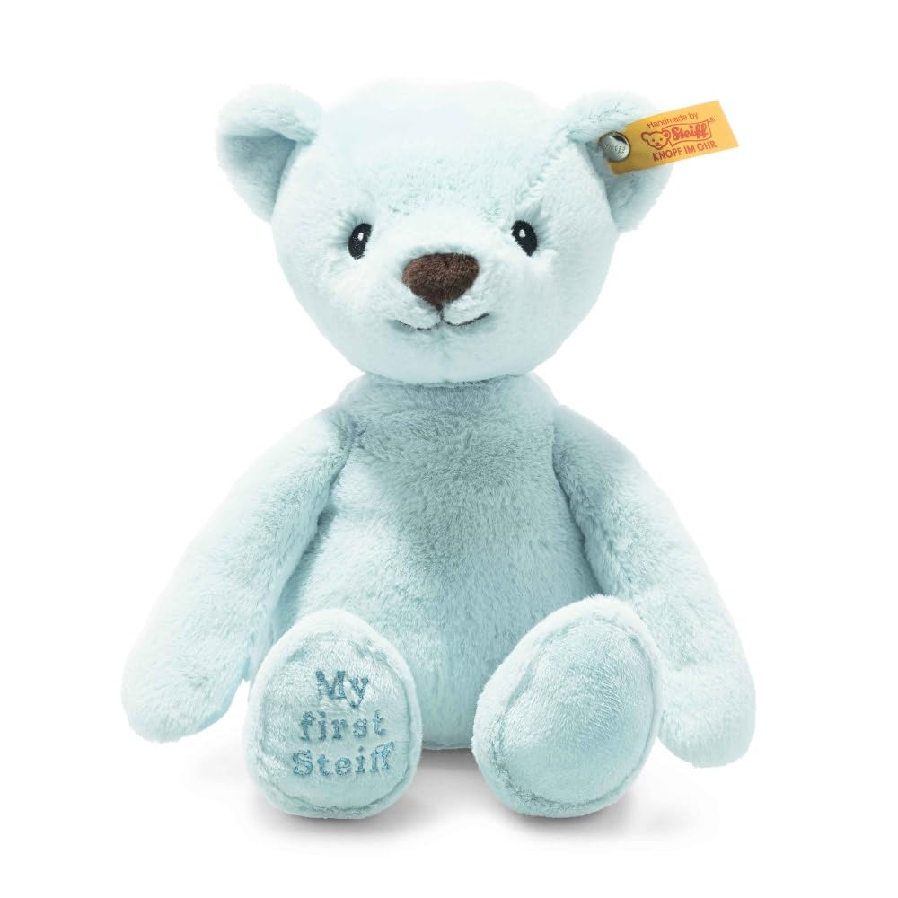 Steiff Soft Cuddly Friends My First Teddy Bear 10  enhanced Stuffed Animal  Light Blue