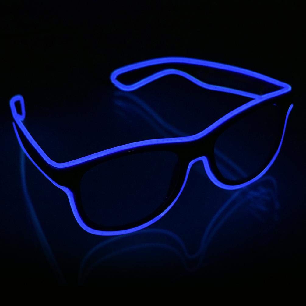 YouRfocus Wireless Led Light up Glasses Glow in the Dark for Rave Party, EDM (Blue) -Like New