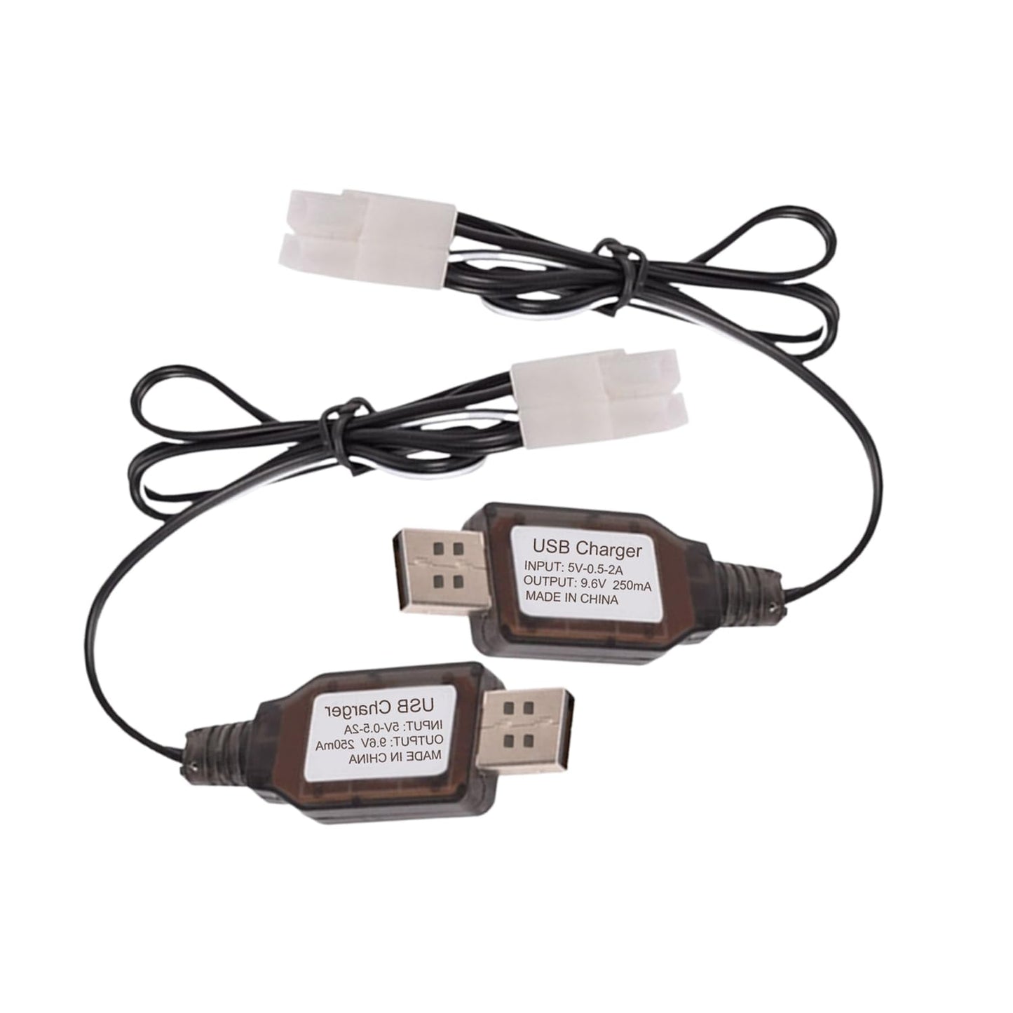 Fielect 2 Pcs 9.6V USB Charger Cable KET-2P 250MA Output Ni-Cd Ni-Mh Battery Pack for RC Excavator RC Cars