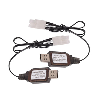 Fielect 2 Pcs 9.6V USB Charger Cable KET-2P 250MA Output Ni-Cd Ni-Mh Battery Pack for RC Excavator RC Cars
