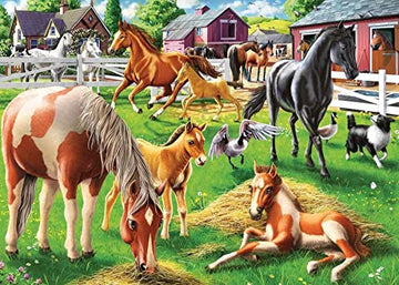 Ravensburger Happy Horses 60-Piece Jigsaw Puzzle for Kids, 14 x 10 inches, Cardboard, Multicolor, Model 05175