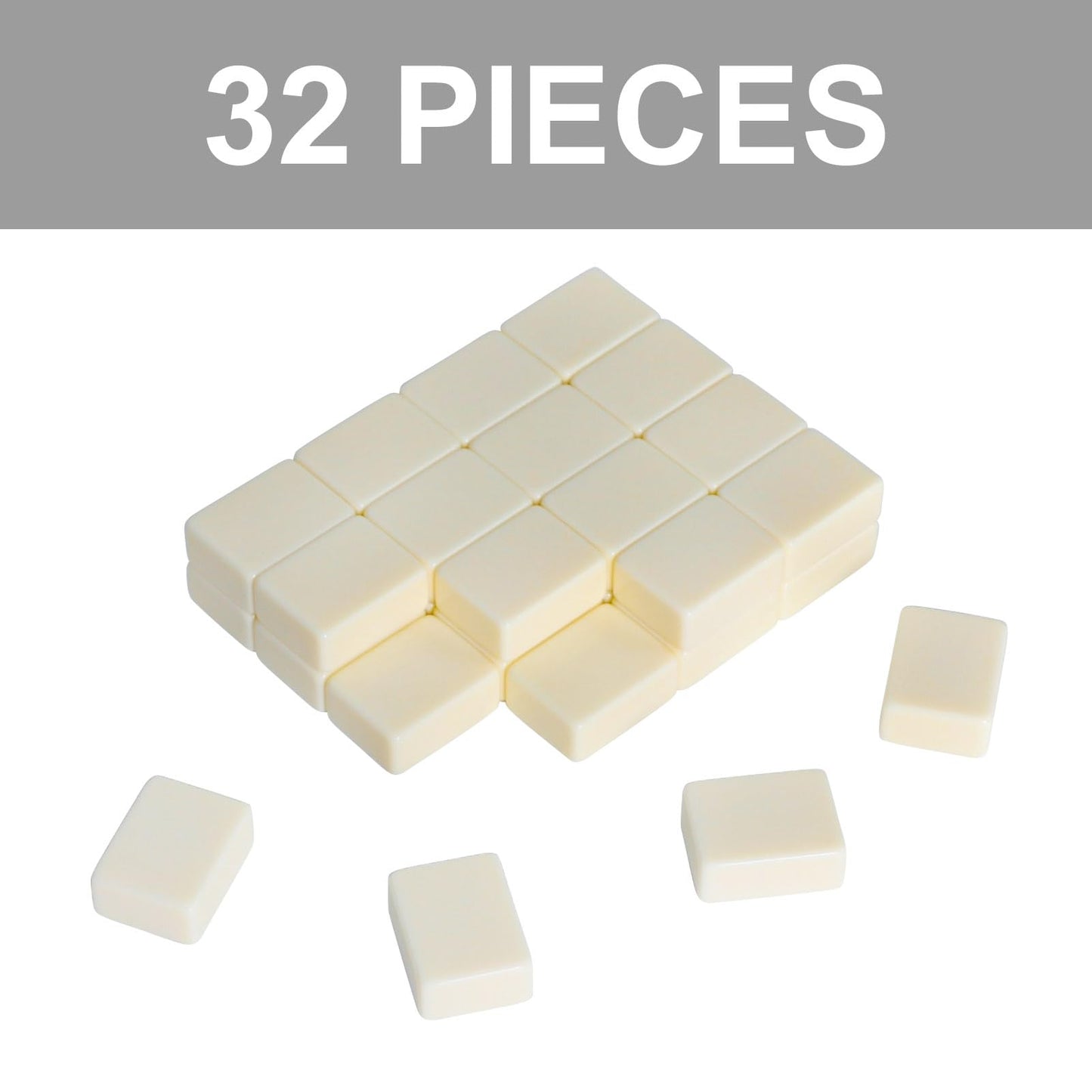 GUSTARIA 32 Pcs Blank Mahjong Tiles Set - 1.2" Ivory Plastic Tiles for American Mahjong, Ideal for Replacing Lost Tiles