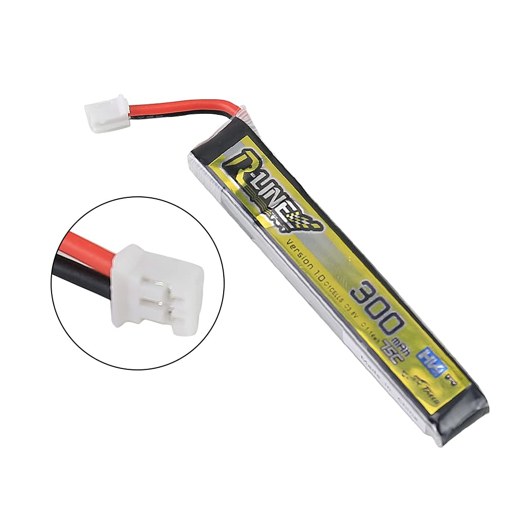 SoloGood 5pcs 300mAh 1S Lipo Battery 3.8V 75C with PH2.0 Connector for FPV Tiny Whoop Brushless Drone