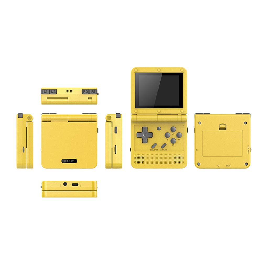 Goolrc Handheld Game Console 3-Inch Ips Screen Open Flip Handheld Console With 16G Tf Card Built In 2000 Games Portable Mini Retro Game Console Yellow
