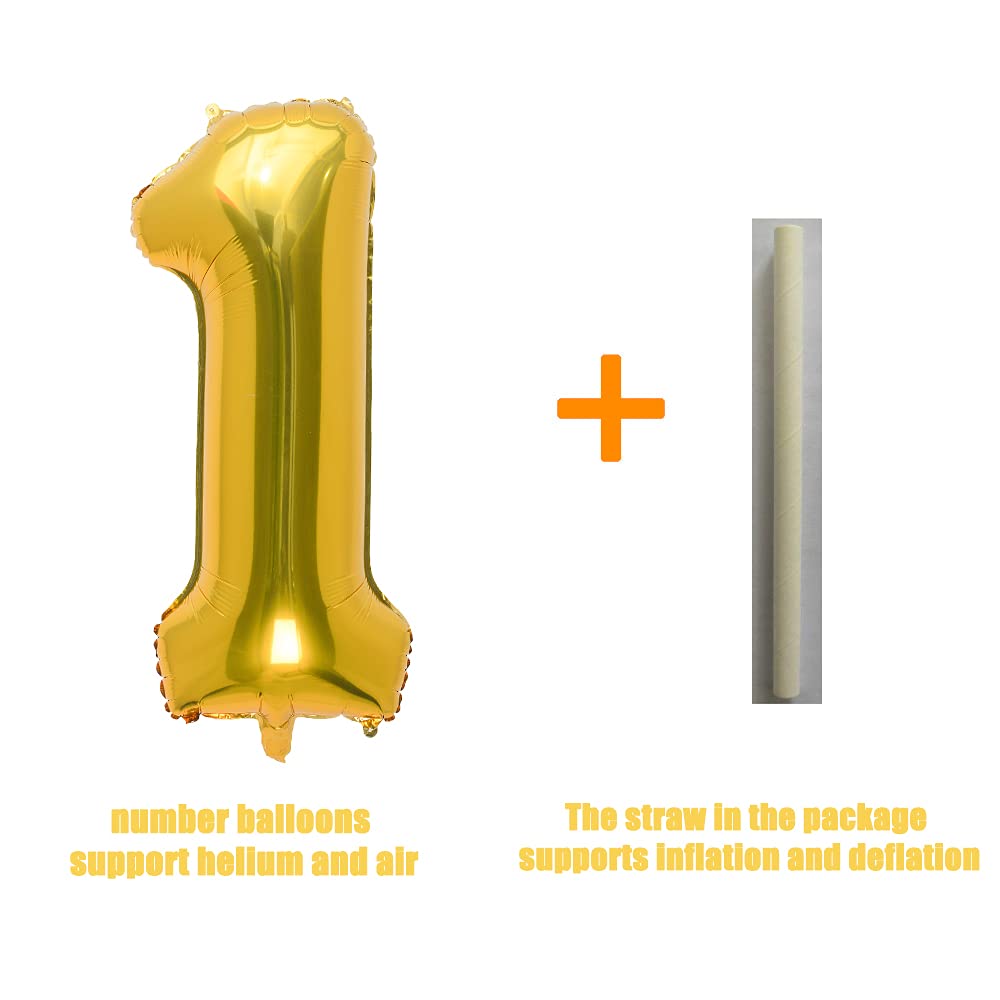 32 Inch Gold Number 1 Balloons Foil Ballon Digital Birthday Party Decoration Supplies (Gold Number 1 Balloon)
