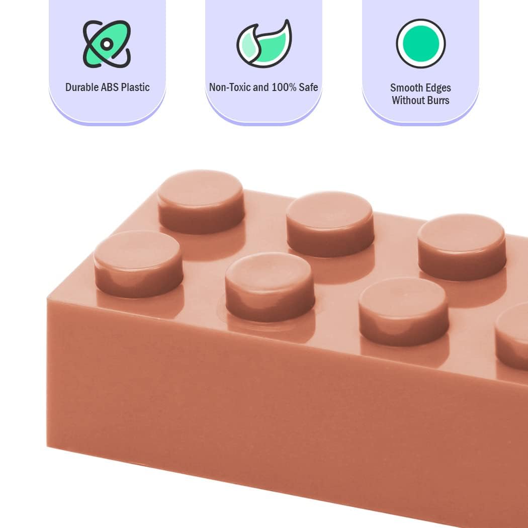 Unirolic Classic Building Bricks, 200 Piece 2X4 Building Blocks Stem Creative Building Toys, 100% Compatible With All Major Brands, Building Bricks Play Set For Kids Age 3+ (Flannel Brown)