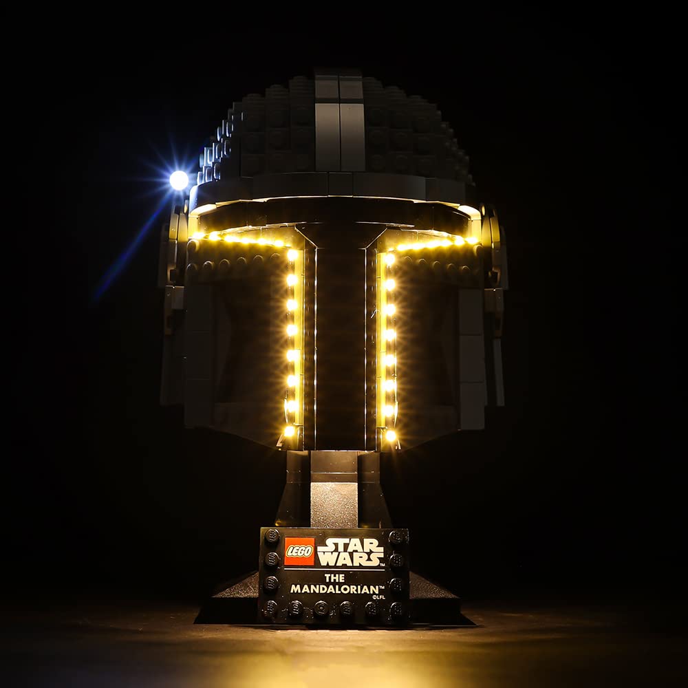 [Only Light Kit Included] Led Light Kit For The Mandalorian Helmet, Lighting Set Designed For Lego 75328 Building Blocks Model