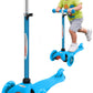 Chromewheels Scooter For Kids, Deluxe 3 Wheel Scooter For Toddlers 4 Adjustable Height Glider With Kick Scooters, Lean To Steer With Led Flashing Light For Ages 3-6 Girls Boys, Light Blue