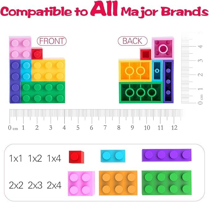 Anksono 1500 Pieces Building Bricks Classic Bulk Building Bricks Set Creative Building Toy Compatible with All Major Brands - 16 Shapes / 10 Colors