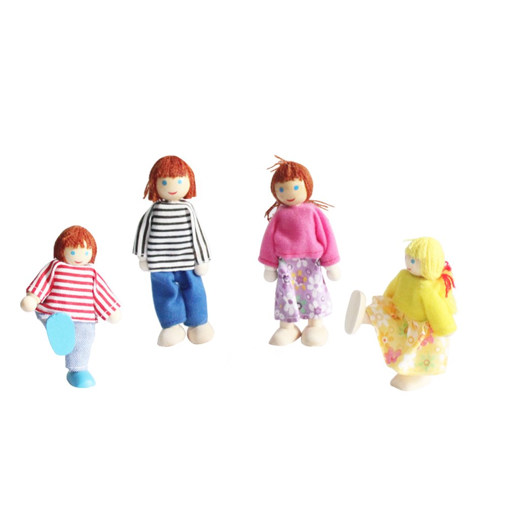 Kunhe Dollhouse Dolls Set with 4 Happy Family Dolls for Dollhouse