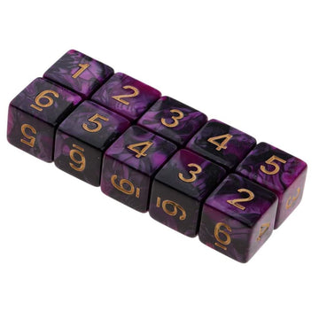 Yiotfandoll 10Pcs Polyhedral Dice - D6 Acrylic 16Mm 6 Sided Double Color Game Dice For Rpg, Mtg, Dnd, Table Games (Purple Black)