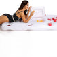 Triumpeek Inflatable Pool Game Table Float - 6FT Water Activity Center, Cooler Included, Multi-Use Lounge, Blue/Red