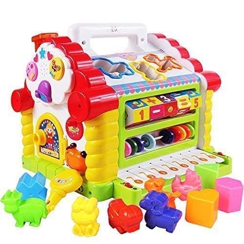 Heerwa Toys Baby Toddler Activity Cube With Musical Phone, Colorful Musical Baby House With Shape Sorters,Skill Improvement Earl