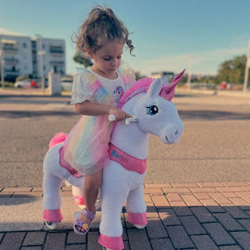 Ponycycle Ride On Unicorn Riding Unicorn Toys, Essential Model E Unicorn Gifts For Girls (30' Height/Size 3 For Age 3-5) Plush Interactive Riding Horse Ride On Toys Animal Pink E312