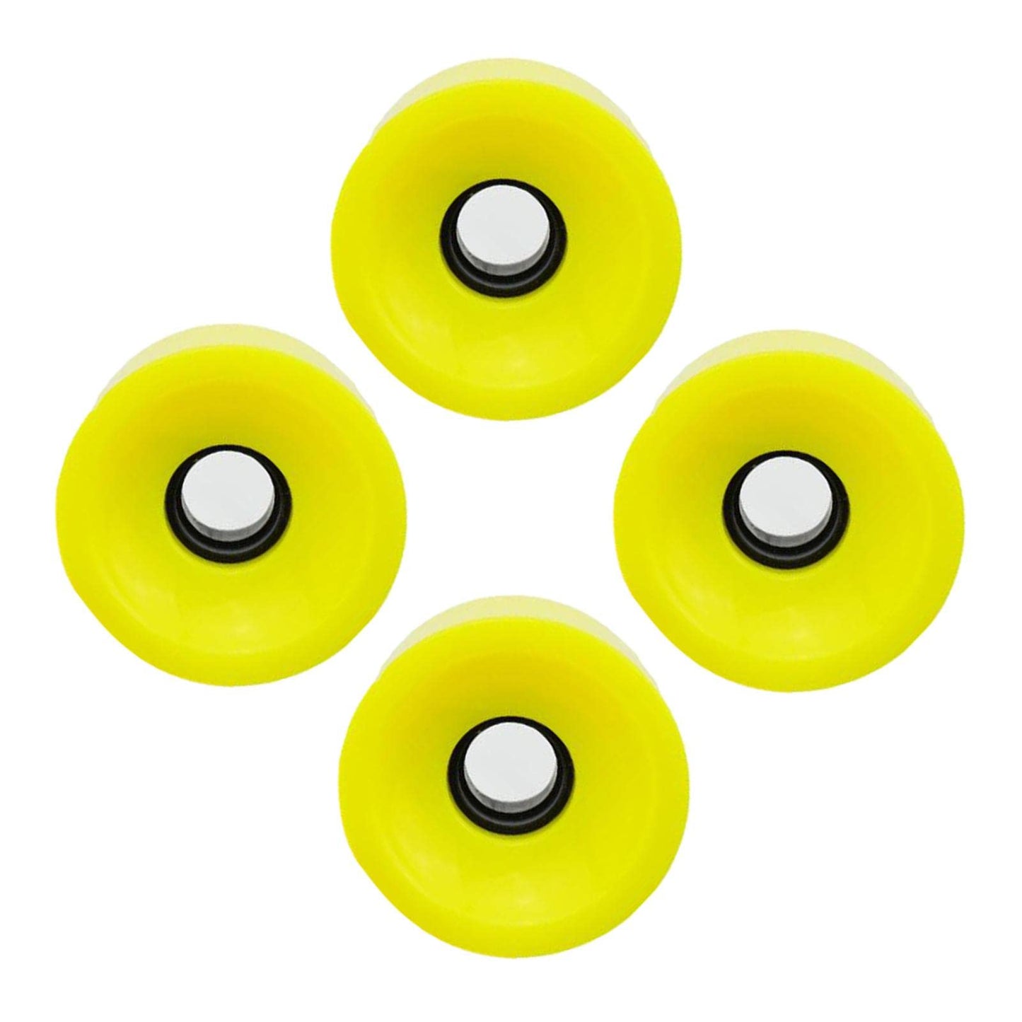 UJEAVETTE 4Pieces Longboard Wheels Set 70x51mm Skate Board PU Roller 78A Wheel Yellow
