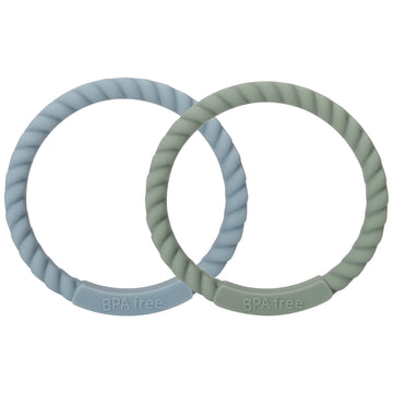 Socub Silicone Baby Teether Toy, 4 Pack Bpa Free Soft Silicone Teether Bracelets For 3+Month Babies, Wearable As Bracelets, Baby Chew Toy (Sage/Ether)