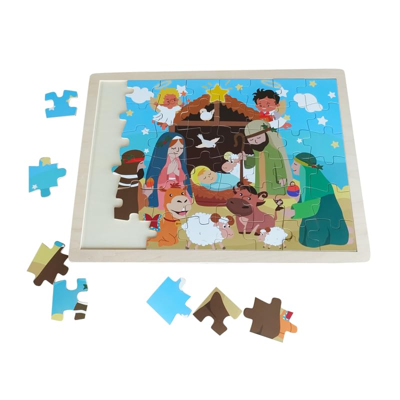 Wooden Jigsaw Puzzles 48 Pcs For Children Ages 3-5, Savior Born Jigsaw Puzzles, Pre-School Learning Toy Gifts For Boys And Girls