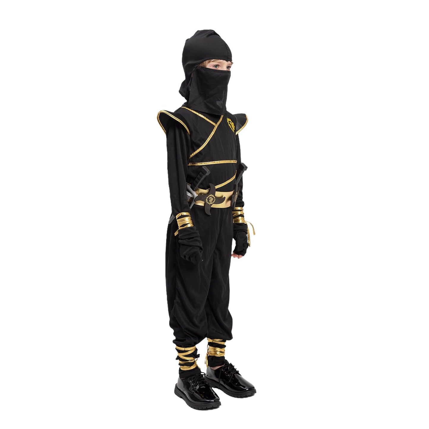 Ninja Costume For Kids With Accessories For Boys Toddler Halloween Costumes Dress Up Birthday Role Play Golden