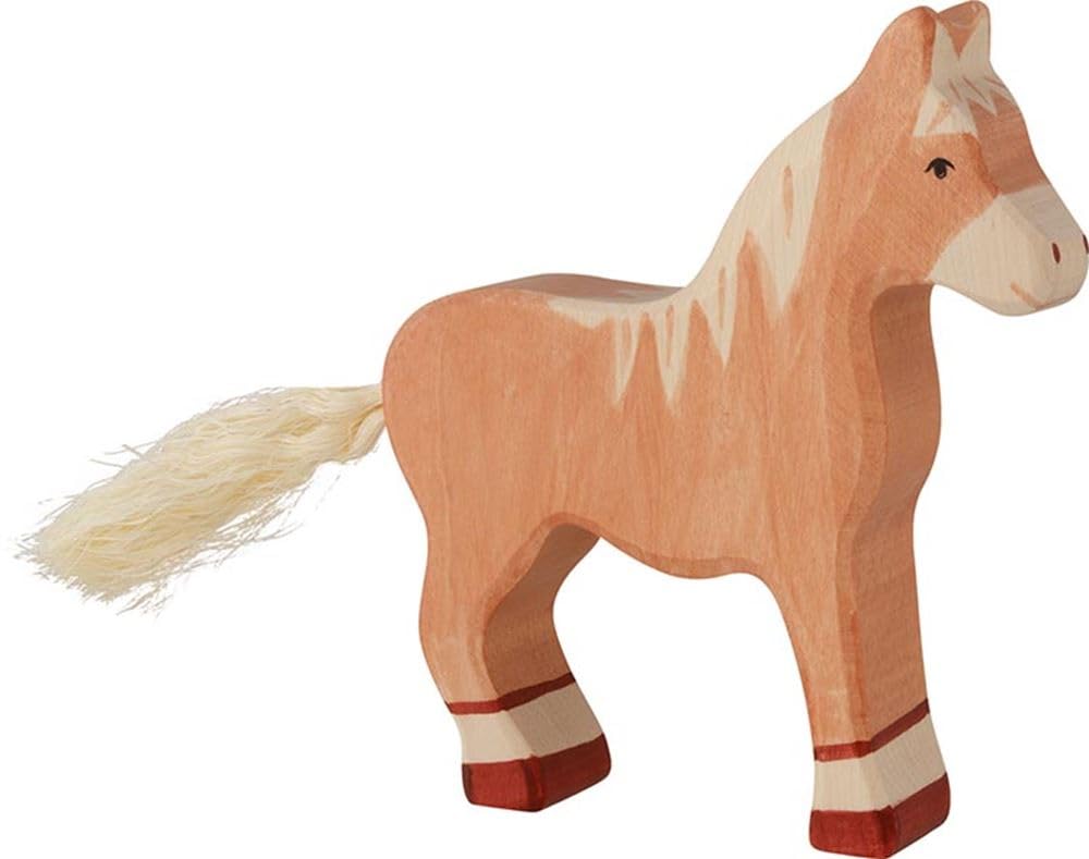 Holztiger Horse Standing Toy Figure, Light Brown