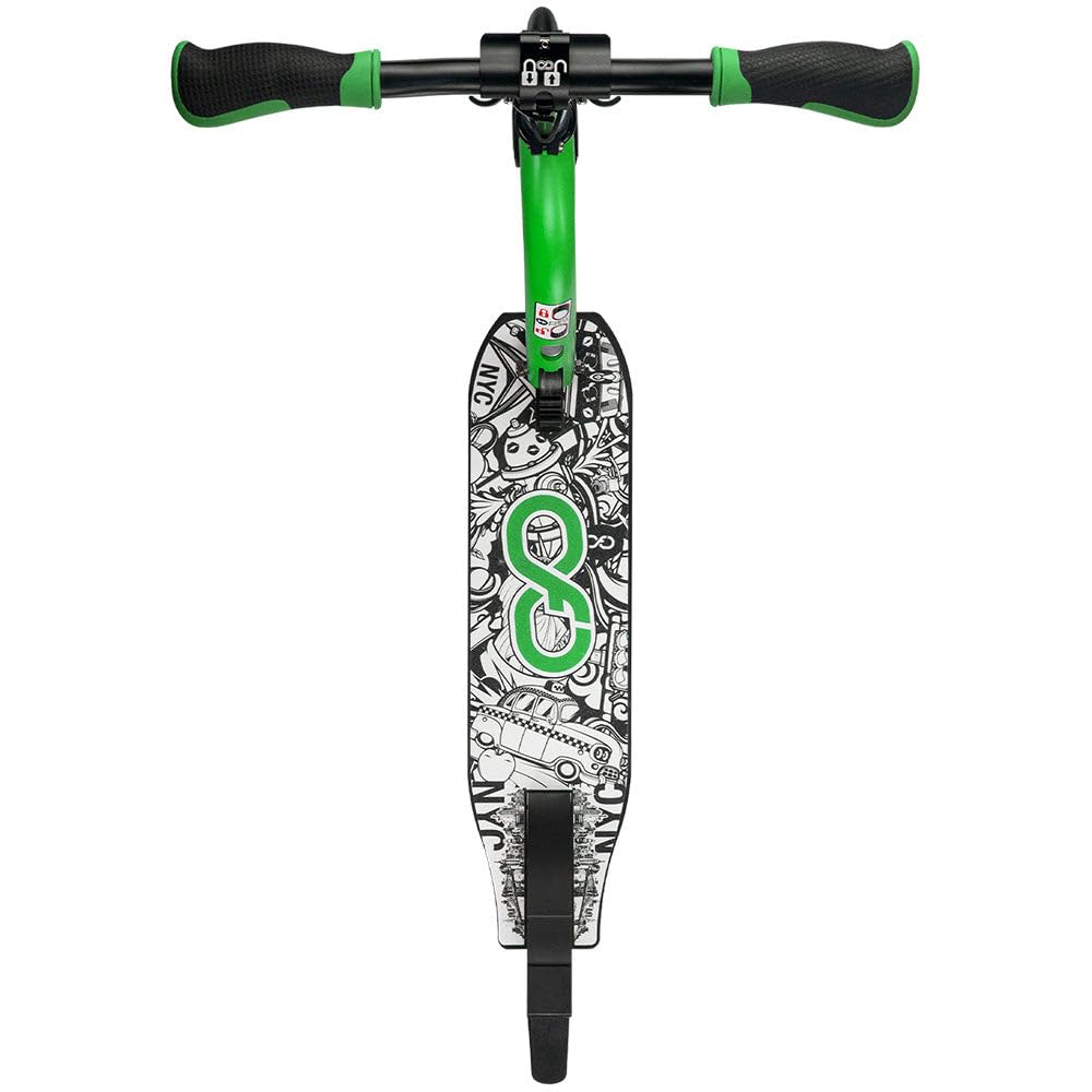 Crazy Skates Foldable Kick Scooter - Kick Scooters For Adults, Teens And Kids With Carrying Strap - Fast Folding, Adjustable Handlebars And Lightweight - New York City Scooter (Nyc) - Green