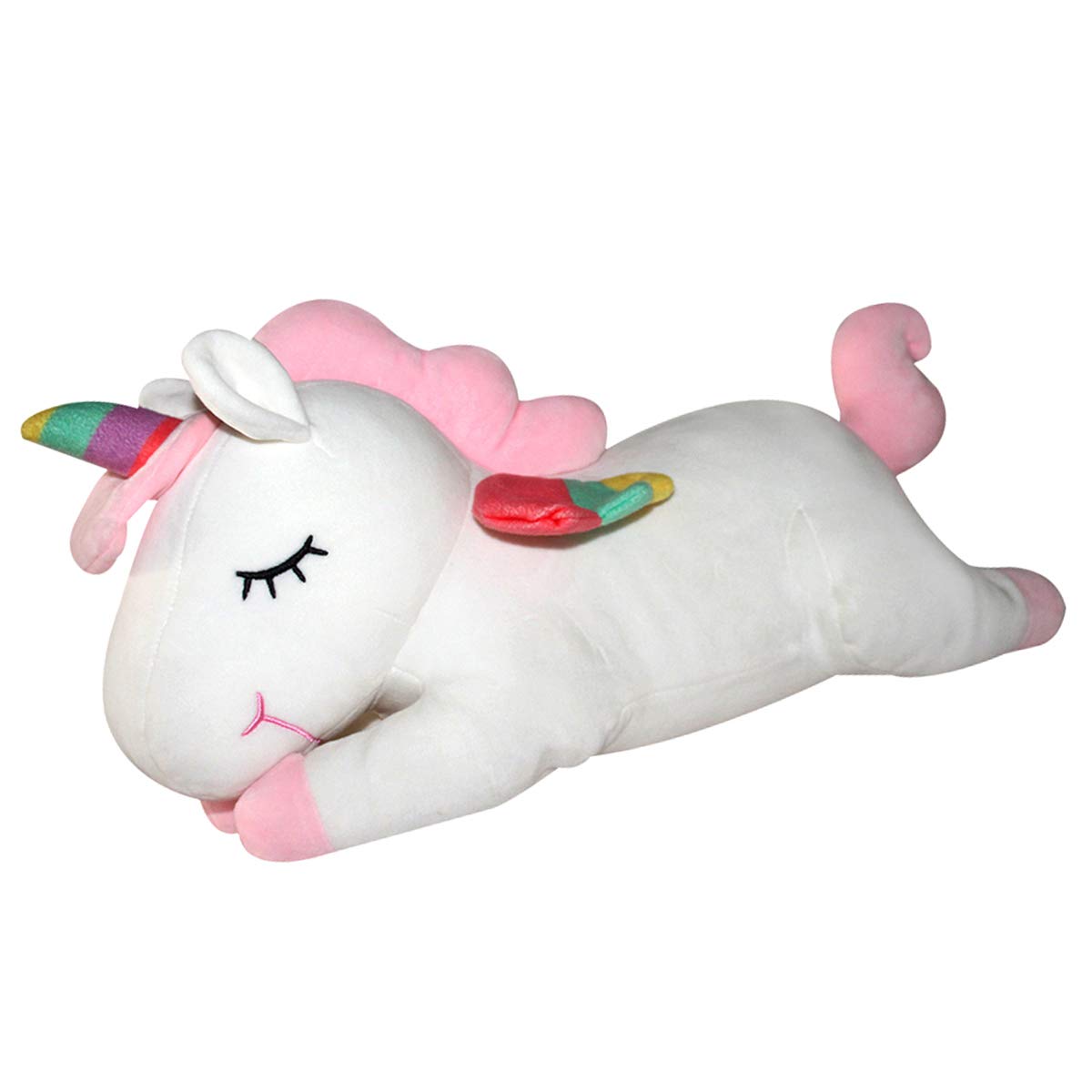 Aixini Plush Unicorn Stuffed Animal Pillows Toy, 17.72 Inch Cute Soft White Unicorn Plushie With Rainbow Wings