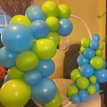 Blue And Green Balloon Arch Kit, 100Pcs Sky Blue Green Balloon Garland Kit With Different Sizes 18/12/10/5 Inch Balloons For Birthday Wedding Engagement Baby Shower Jungle Safari Party Decorations