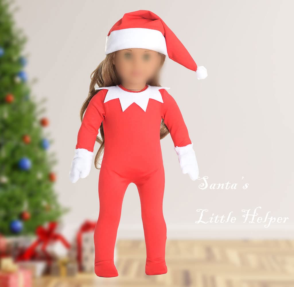 Sweet Dolly 18 Inch Christmas Doll Clothes, 18 Inch Christmas Elf Clothing Costume Santa'S Little Helper Outfits For 18 Inch Doll (Dolls Not Included)