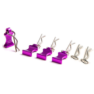 Mohero Metal Rc Body Clips Pins With Pull Tabs For 1/10 Axial Scx10 Rc Model Crawler Car Pack Of 6 (Purple)