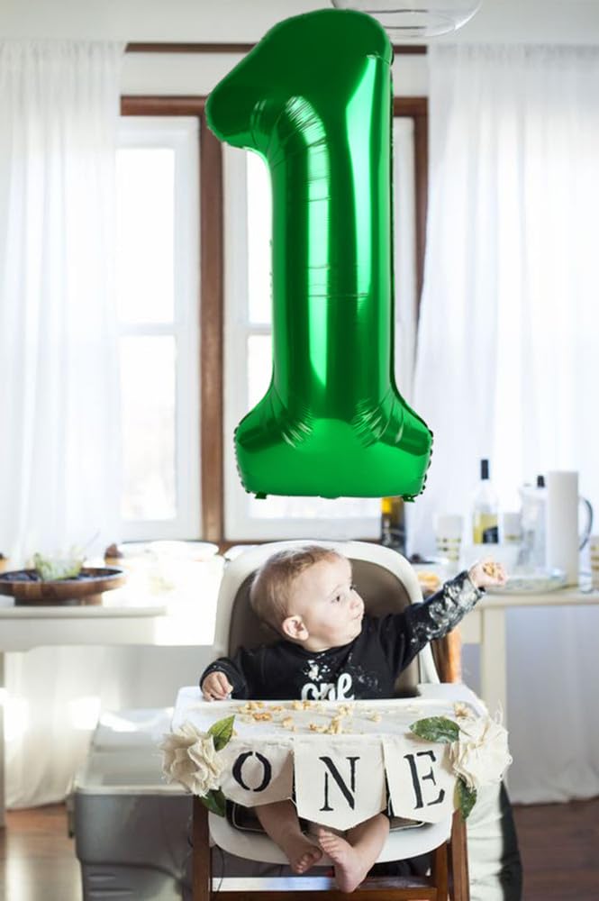 Number 1 Balloon 40 Inch Dark Green Wild One First Birthday Decorations, Baby Girl Boy 1St Birthday Decorations, Cocomelon Ballo