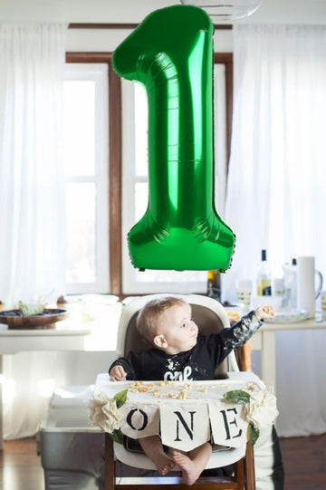 Number 1 Balloon 40 Inch Dark Green Wild One First Birthday Decorations, Baby Girl Boy 1St Birthday Decorations, Cocomelon Ballo