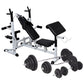 vidaXL Adjustable Weight Bench with Weight Rack, Barbell and Dumbbell Set, Total Body Workout Equipment with 264.6 lb Weights fo