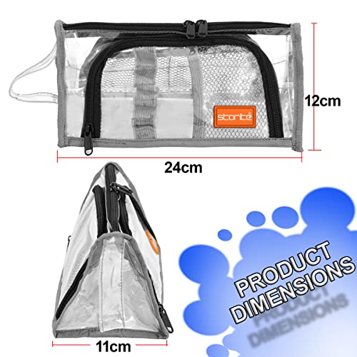 Storite Large Capacity Transparent Pencil Cases Bag With Handle, Portable Pen Pencil Bag, Case Cute Stationery Organizer Bag Wit