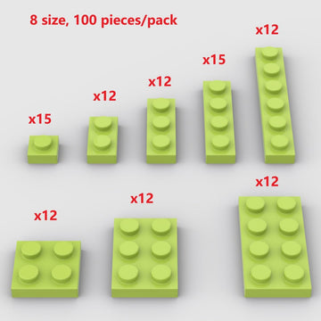 Classic Building Plate Assortment Pack, 100Pcs Grass Green Bulk Plates With 8 Size Building Plate Base Plate, Compatible With Le