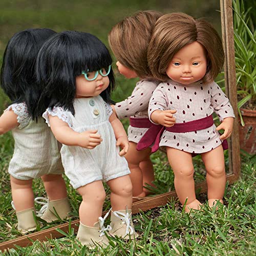 Miniland Doll 15'' Asian Girl With Glasses (Polybag) - Made In Spain, Anatomically Correct, Quality