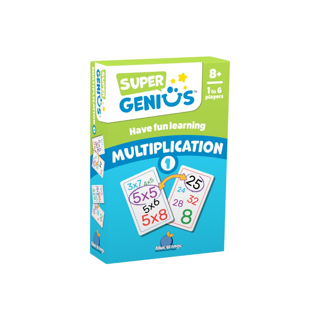 Super Genius Multiplication 1 Matching Card Game | 1-6 Players | Ages 8 and up | Teacher Approved | Fun Flash Card Concentration