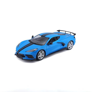 Maisto 1:18 Scale Model - 2020 Chev Corvette Stingray Z51, High-Wing, Blue, Plastic, Model 31455-00000063