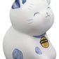 Ebros Japanese Good Luck And Fortune Charm Beckoning Cat Maneki Neko With Baby Bib Miniature Ceramic Figurine 2.5' Tall Welcoming Lucky Cats Symbol (White Maneki Neko With Blue Ears)