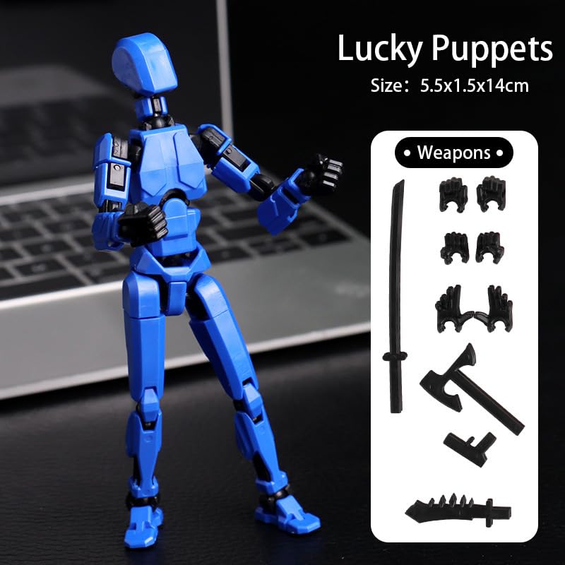 Rugwun Titan 13 Action Figure Lucky Robot 13 Action Figures Funny 3D Printed Multi Jointed Action Figures Nova 13 Action Figure Desktop Decorations Game Gifts for Kids mature-themed (Blue)