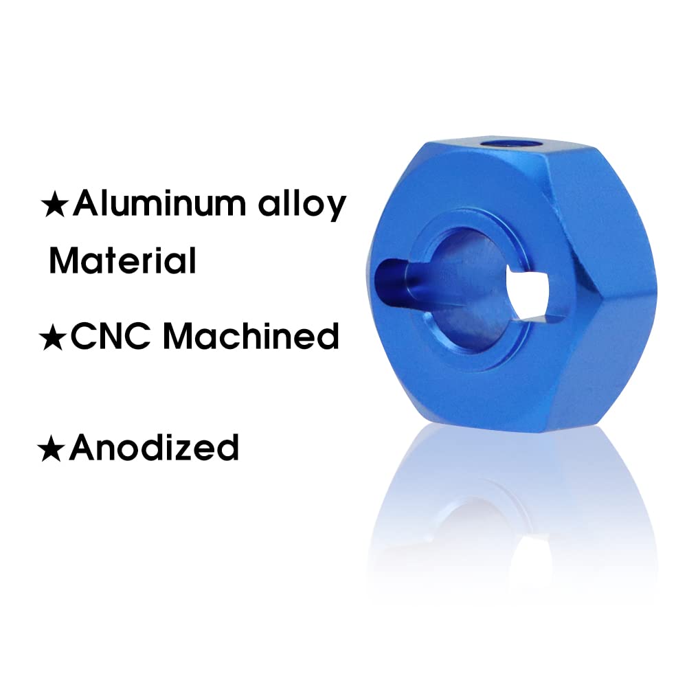 GLOBACT Aluminum 12mm Hex hub Wheel hex hub Adaptor with M4 Nut and Cross Wrenches for 1/10 trx4 Axial Redcat ARRMA Granite Volt