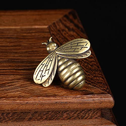 Acxico 1Pcs Brass Retro Bee Figurine Small Bee Statue Ornament House Animal Figurines Gift