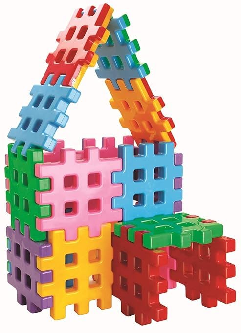 NinoS Worlds Waffle Blocks, Creative And Learning Educational Toy Set Within A Box Packing For Kids Of + 3 Years (Multicolor) (
