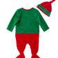 Fancyinn Baby Boy Girl Christmas Elf Outfit My First Xmas Coverall Rompers Christmas Bodysuit & Santa Hat 2Pcs 66