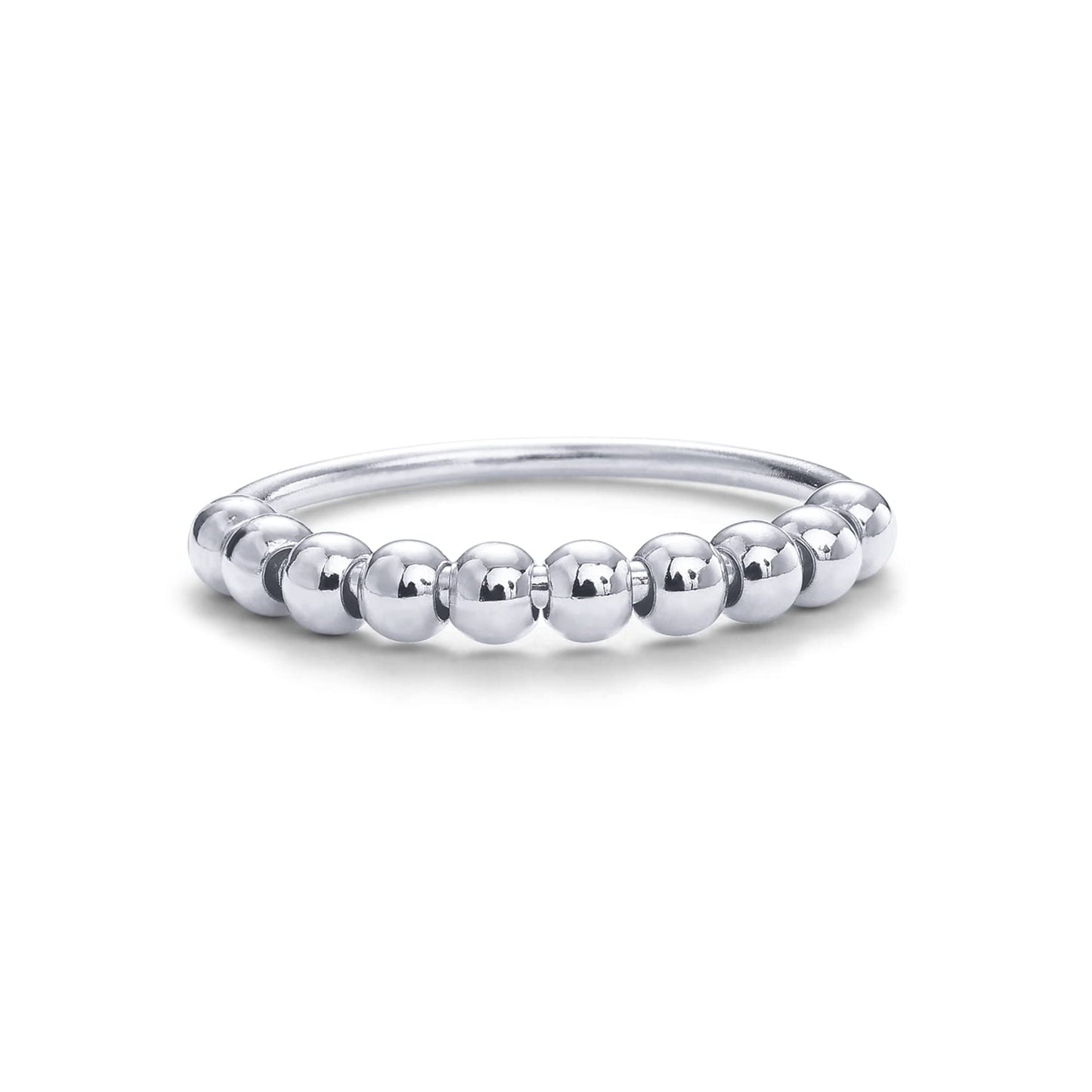 Pavoi Spinning Anxiety Ring (Beads, White Gold, 8)