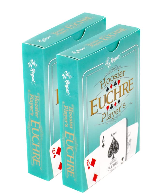 Regal Games Euchre Card Game Set - 2 Pack with Score Sheets for 2-4 Players - Durable Cardstock - Ideal for Family Game Night