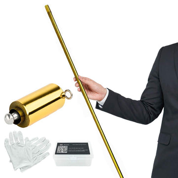 Kensally Xfunjoy 43.30'/110Cm Golden Magic Appearing Cane Magic Staff With Free Gloves And Video Turorial For Professional Magician Stage Street Magic Performance