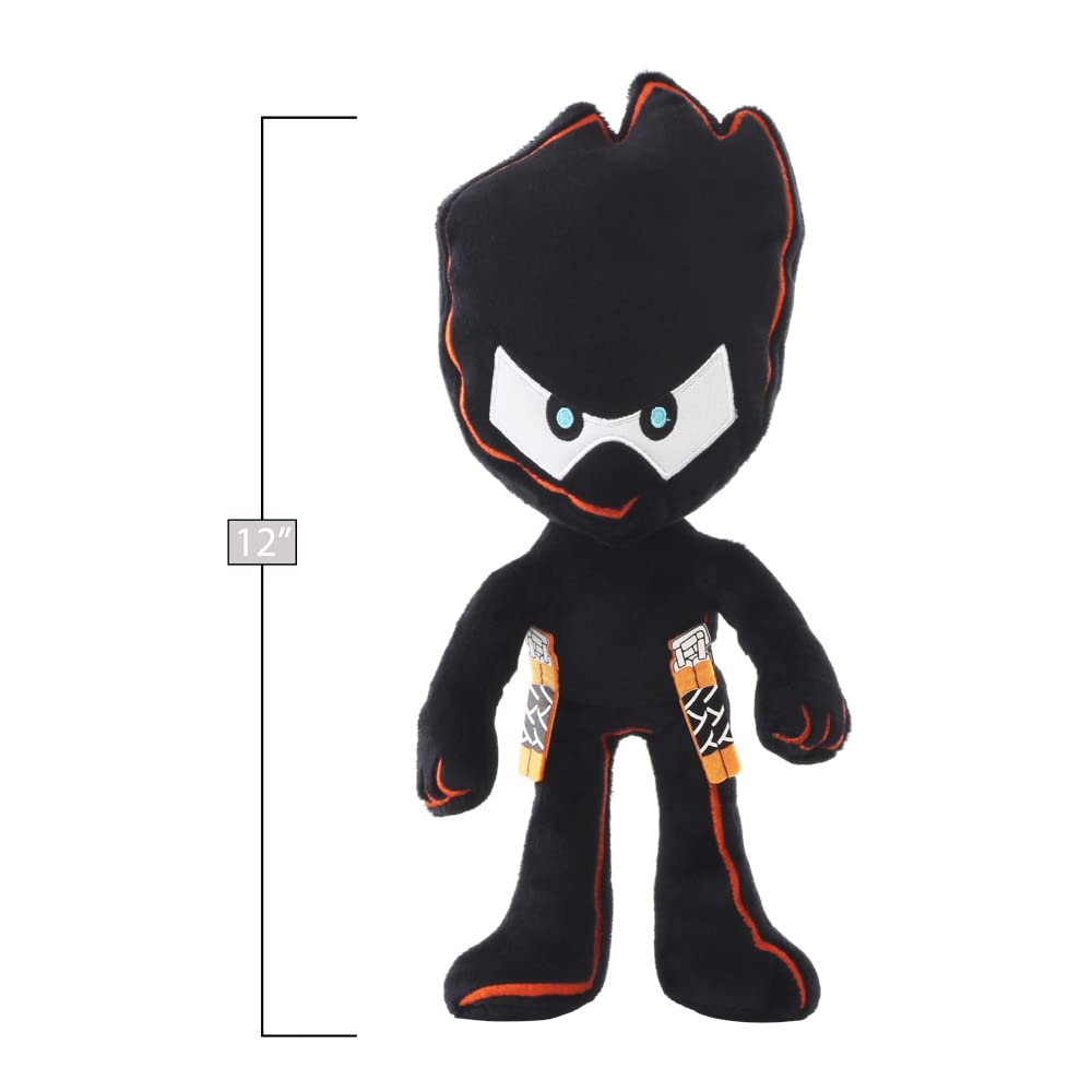 NINJA KIDZ TV Plush Buddy Paxton - 12" Collectible Figure with Nunchucks, Black Plush Toy for Kids